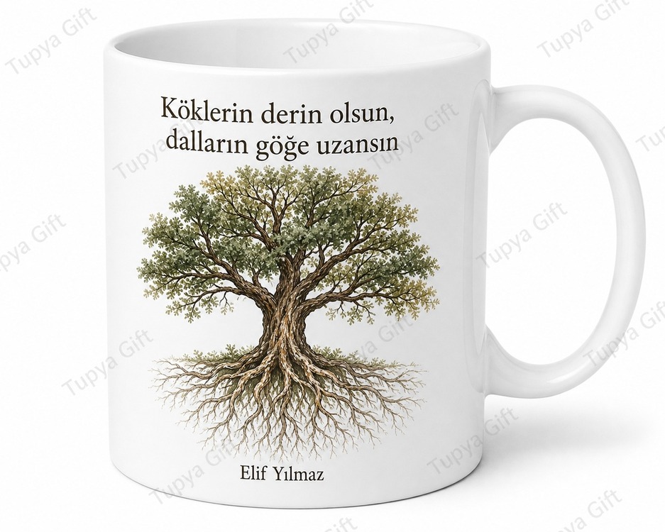 Ağaç Temalı Baskılı Kupa Bardak Doğa Sevgisi Hediye Porselen Mug