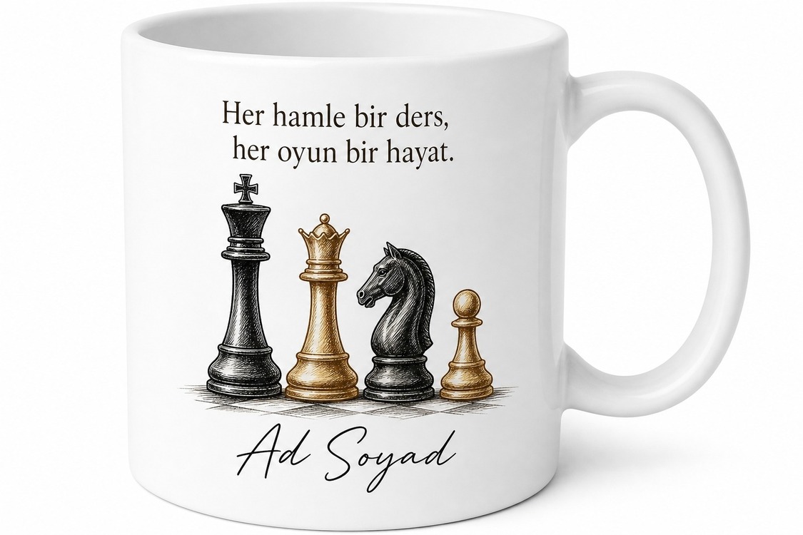 Satranç Sever İçin Özel Tasarım Seramik Baskılı Kupa Bardak Strateji Hediyesi
