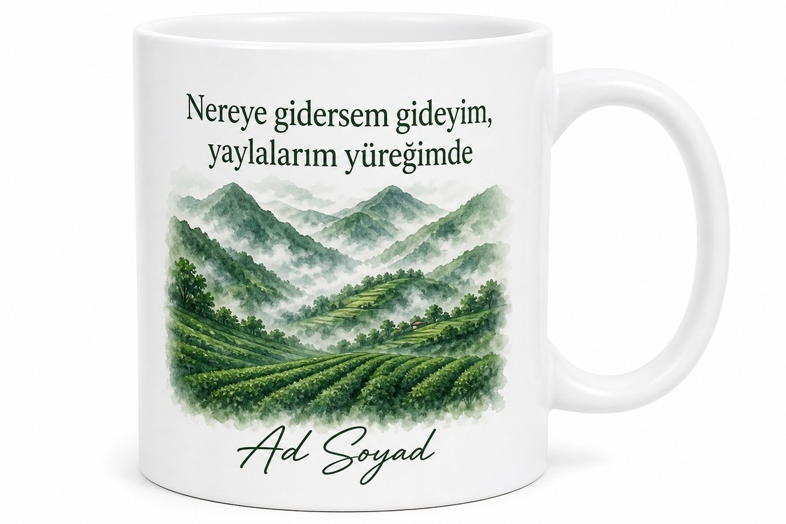 Rizeli Gurbetçiye Yayla Hasreti Kupa Bardak Rize Hediye Gurbetçi Kupası