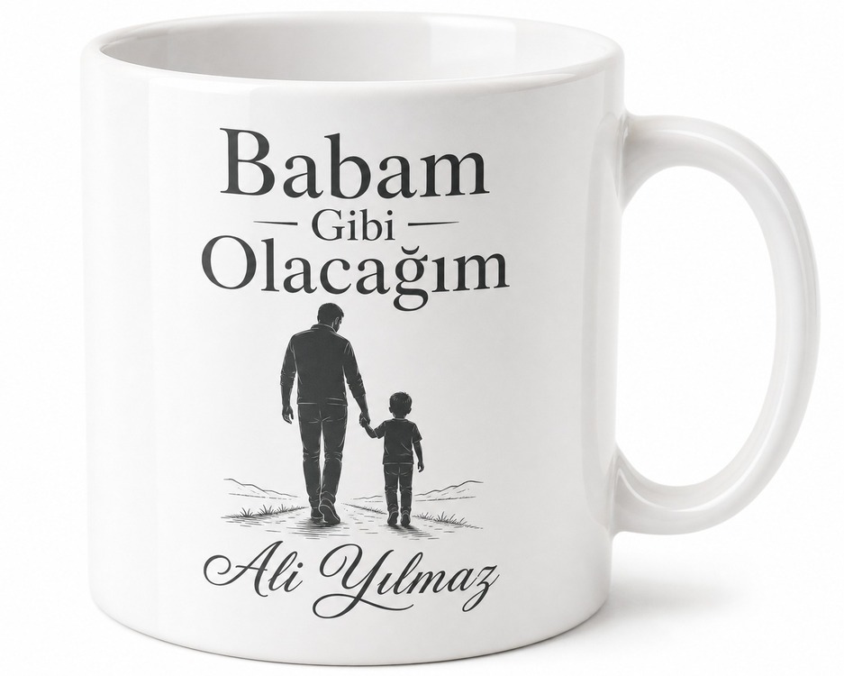 Babam Gibi Olacağım Yazılı Kupa Bardak Babalar Günü Hediyesi Baskılı Kupa