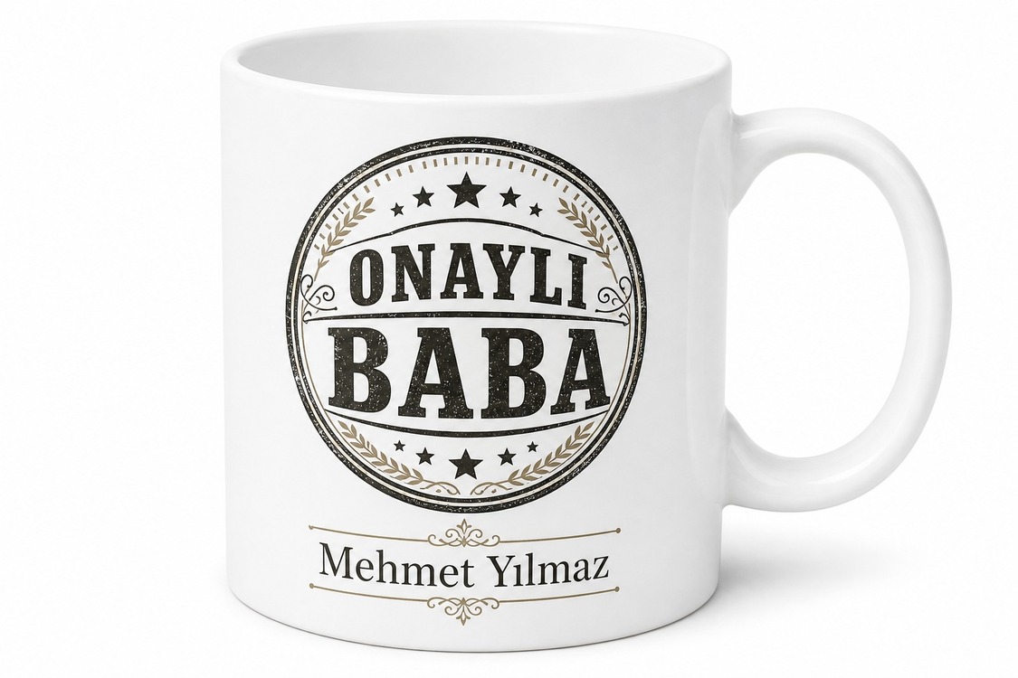 Onaylı Baba Damgalı Kupa Bardak Babalar Günü Özel Hediye Baskılı Porselen