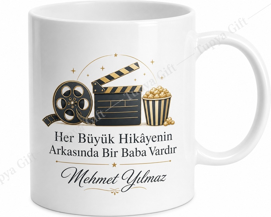 Sinema Sever Baba Yazılı Kupa Bardak Babalar Günü Özel Hediye