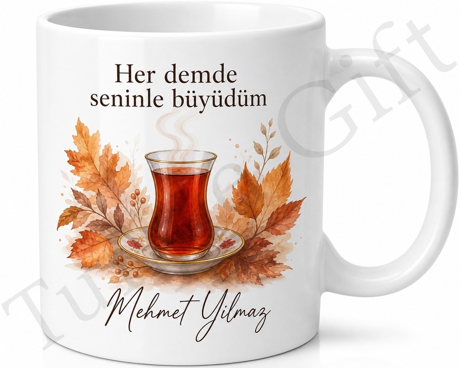 Çay İçen Baba Temalı Özel Tasarım Kupa Bardak Babalar Günü Hediyesi