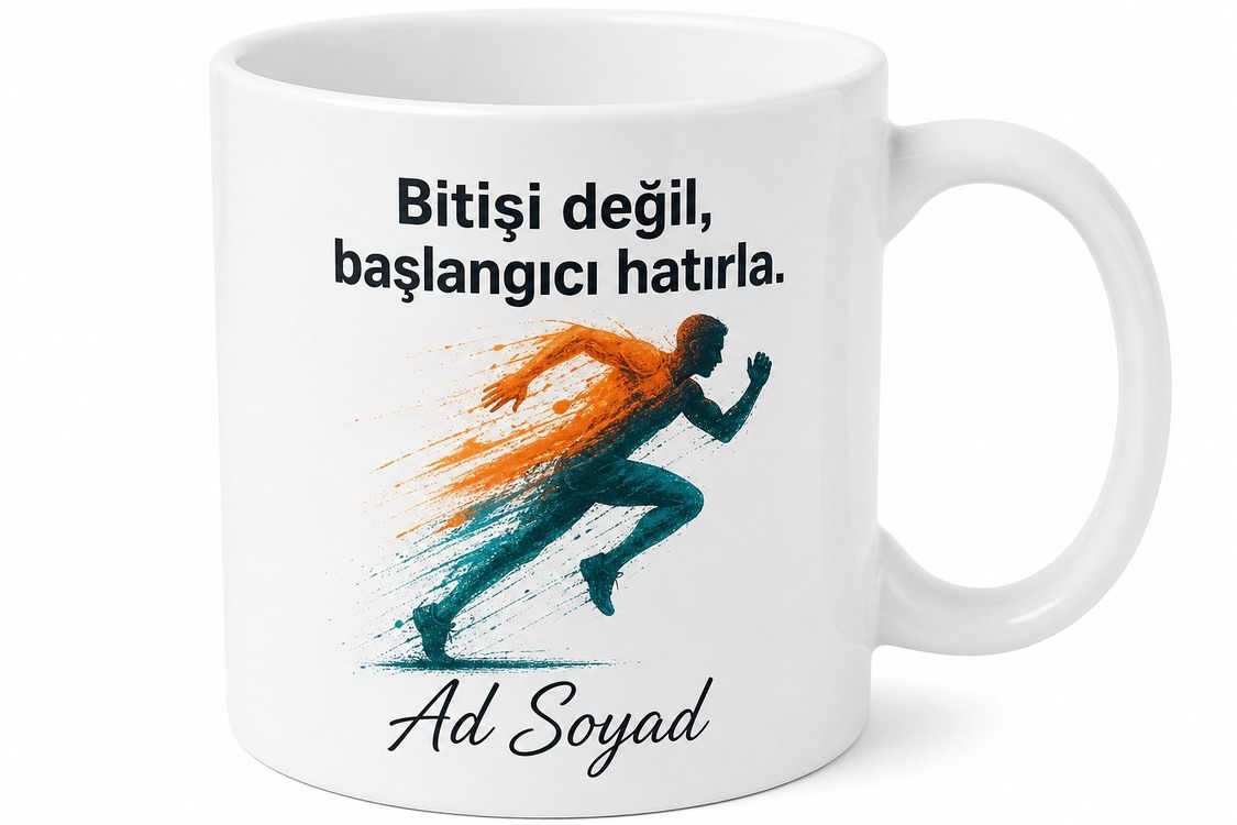 Koşuculara Özel Enerji Kupası Baskılı Porselen Kupa Bardak Hediye