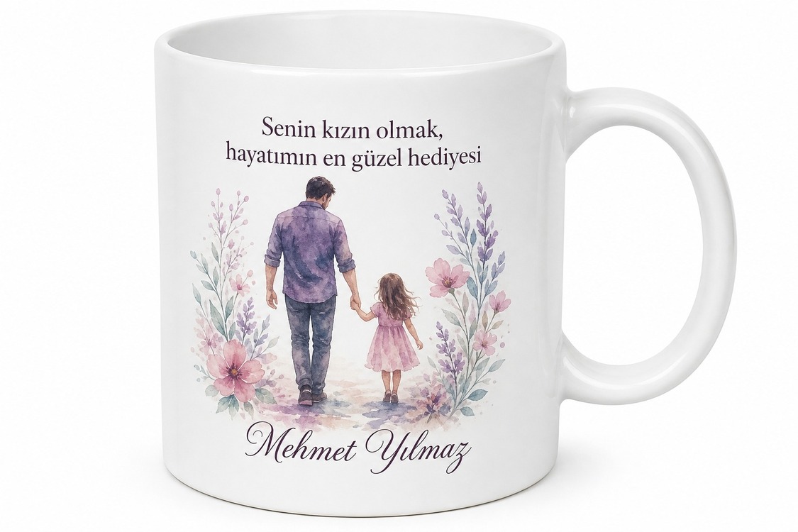Kızından Babaya Hediye Özel Tasarım Kupa Bardak Babalar Günü Hediyesi