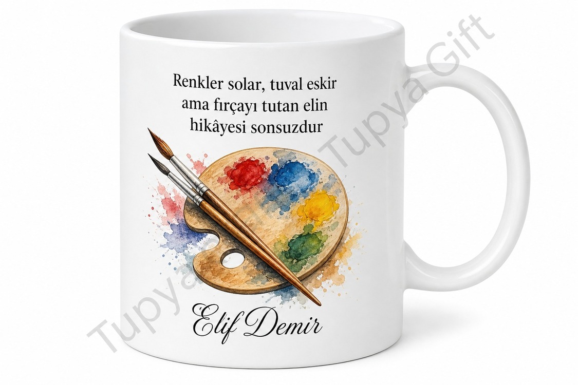 Boyama Tutkunu İçin Özel Baskılı Kupa Bardak Ressam Hediye Sanatçı Mug