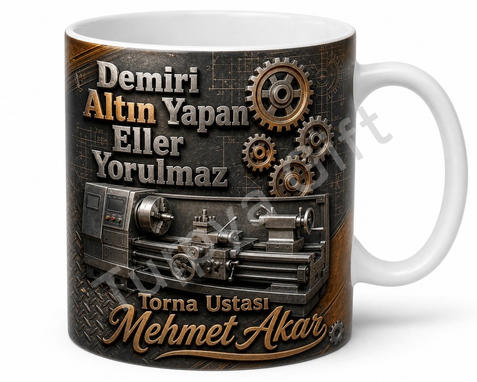 Tornacıya Hediye İsme Özel Baskılı Kupa Bardak Torna Ustasına Hediye