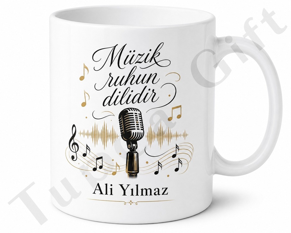 Şarkıcıya Hediye Kişiye Özel Baskılı Kupa Bardak Müzisyen Hediyesi