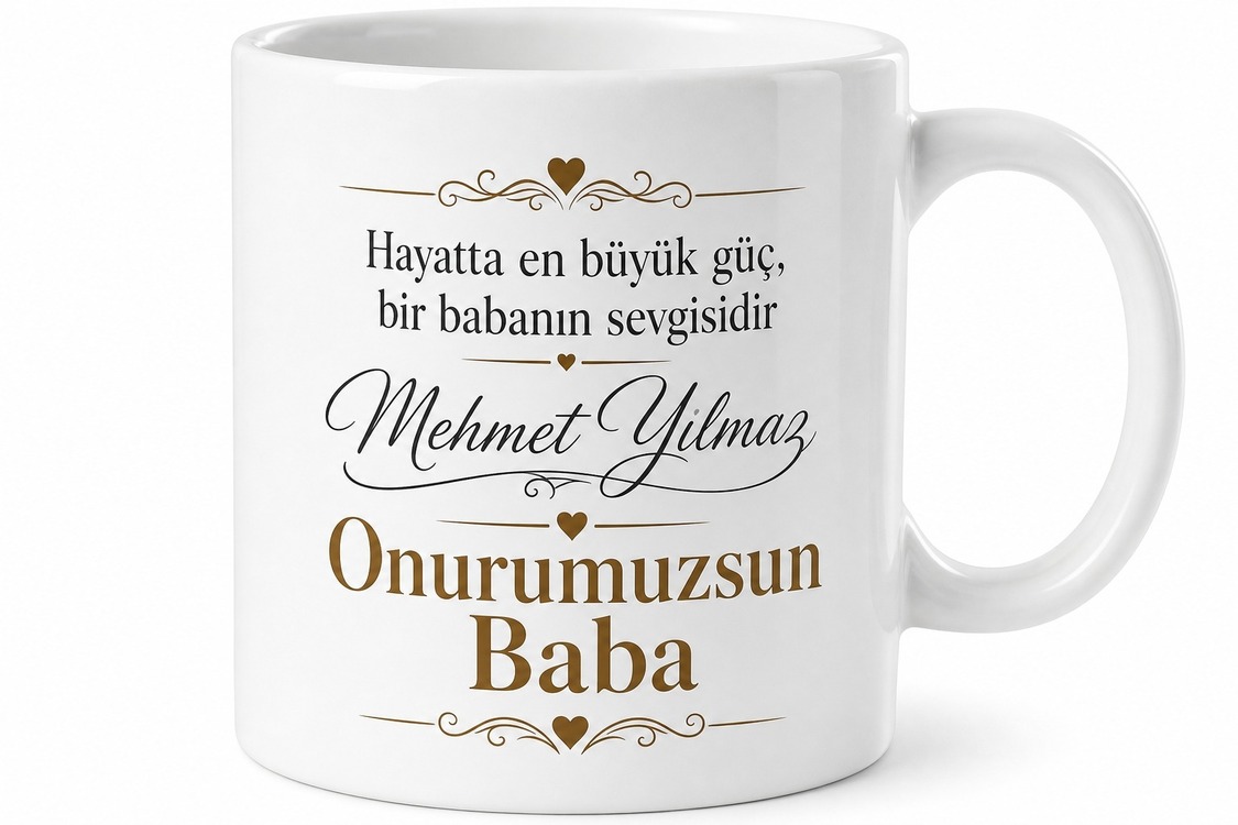 Onurumuzsun Baba Yazılı Kupa Bardak Babalar Günü Özel Hediye