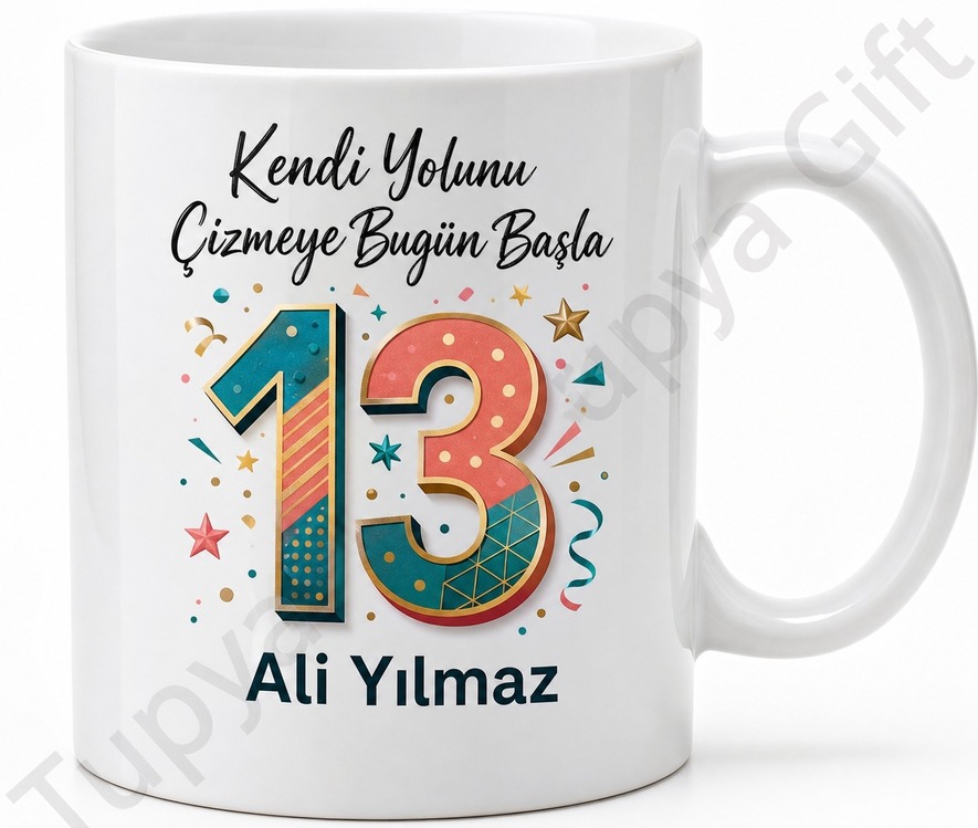 Doğum Günü Hediyesi 13 Yaş Temalı Kupa Bardak Genç Odası Kupası