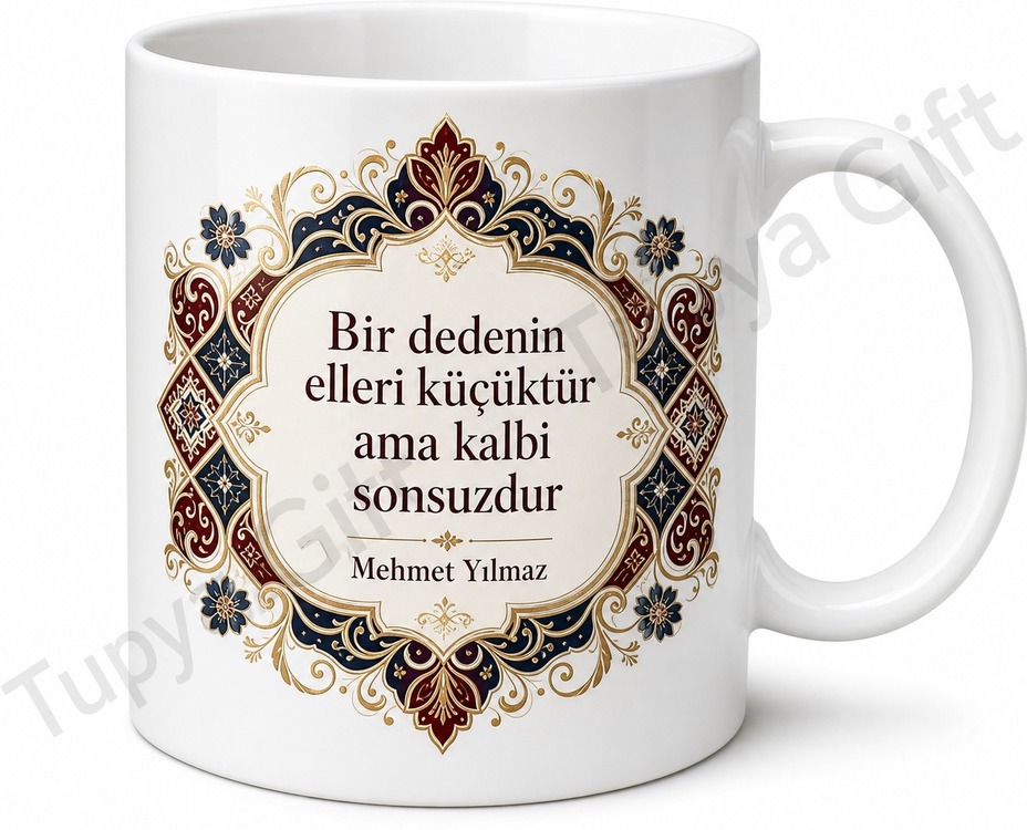 Dede İçin Karışık Desenli Baskılı Kupa Bardak Anlamlı Hediye Özel Tasarım