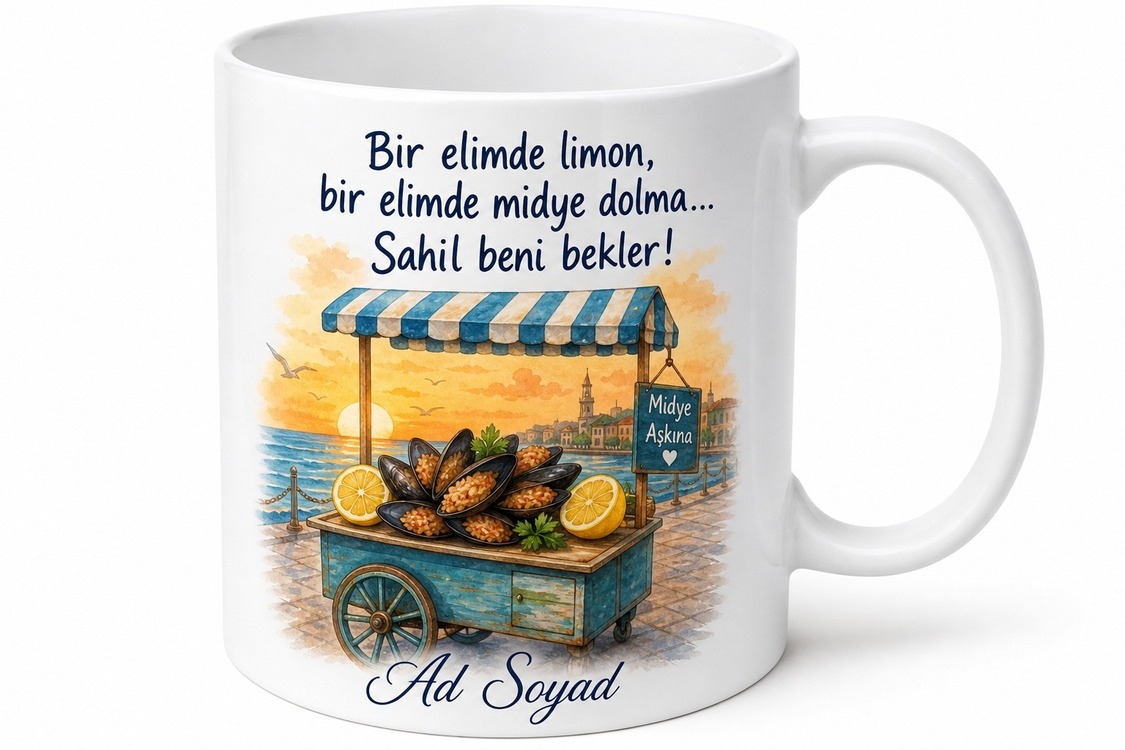 Midye Dolmacıya Sahil Yürüyüşü Bekleyenlere Limon Sıkılmış Kupa Bardak Hediye