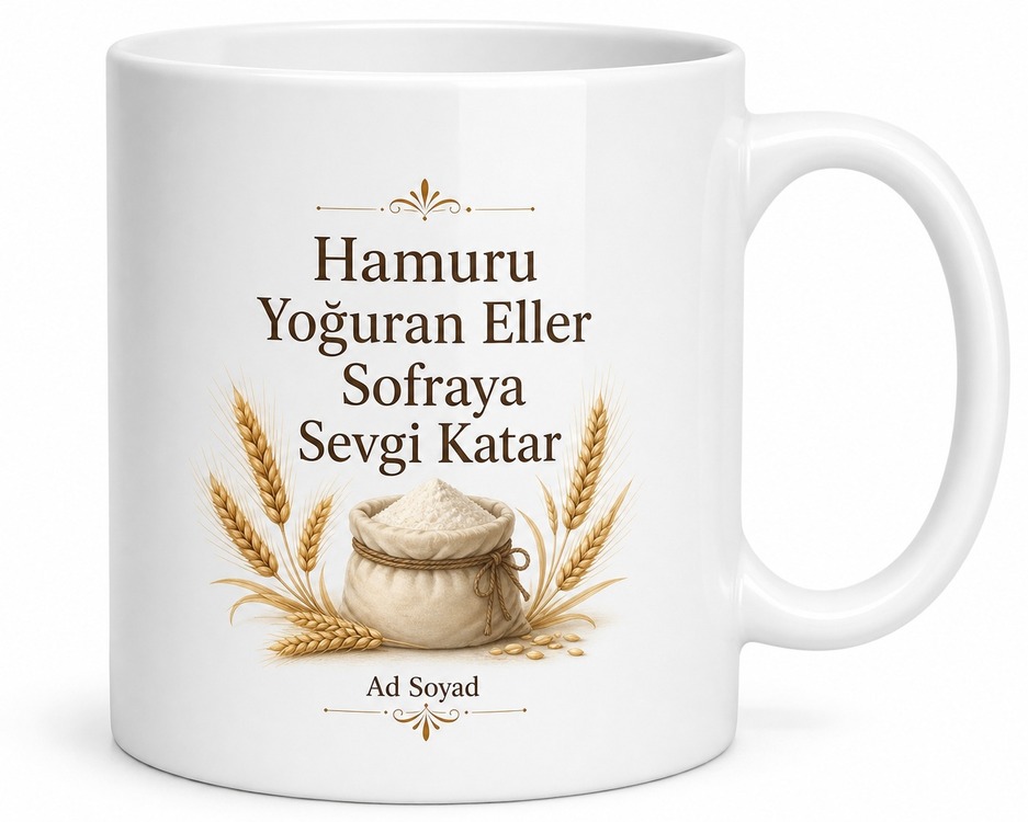 Un Kullananlara Hediye Buğday Unu Baklavalık Böreklik Hamur İşi Baskılı Kupa Bardak