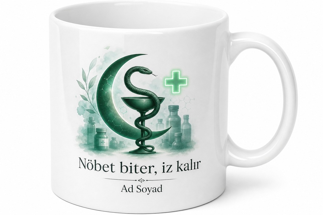 Eczane Kalfasına Özel Nöbetçi Eczane Temalı Kupa Bardak Hediye