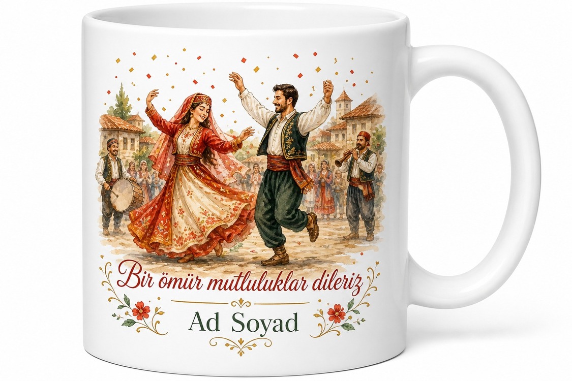 Memleket Düğünü Hatırası Baskılı Kupa Bardak Düğün Hediye Anı Kupası