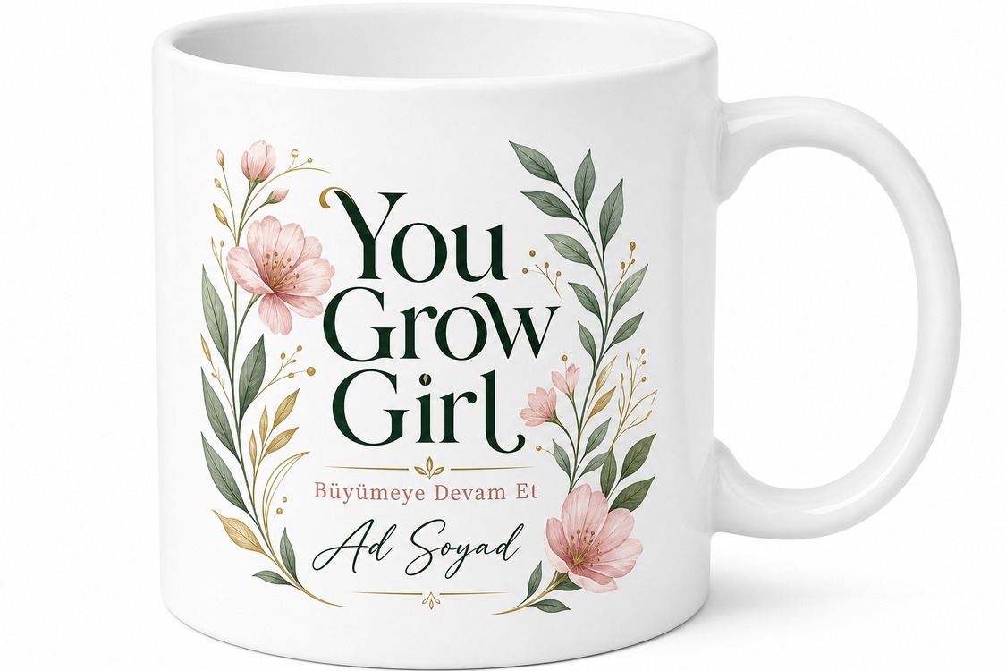 You Grow Girl Baskılı Gelişen Kadınlara Motivasyon Kupa Bardak Hediye