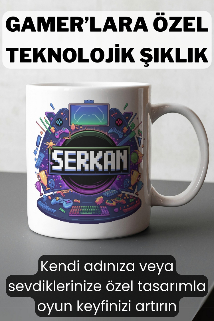 Kişiye Özel Gamer Tasarımlı İsimli Kupa Hediyelik - Oyun Dünyasına Özel Tasarım