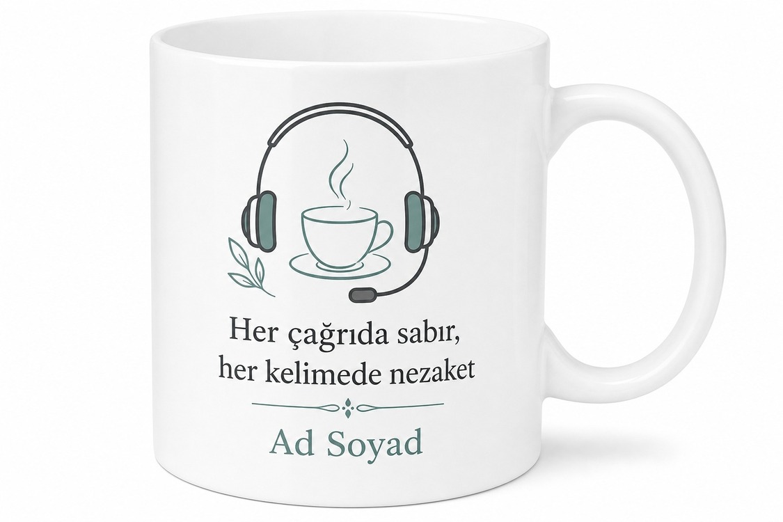 Çağrı Merkezi Müşteri Temsilcisi Hediye Sabır Kupası Kulaklık Baskılı Kupa Bardak