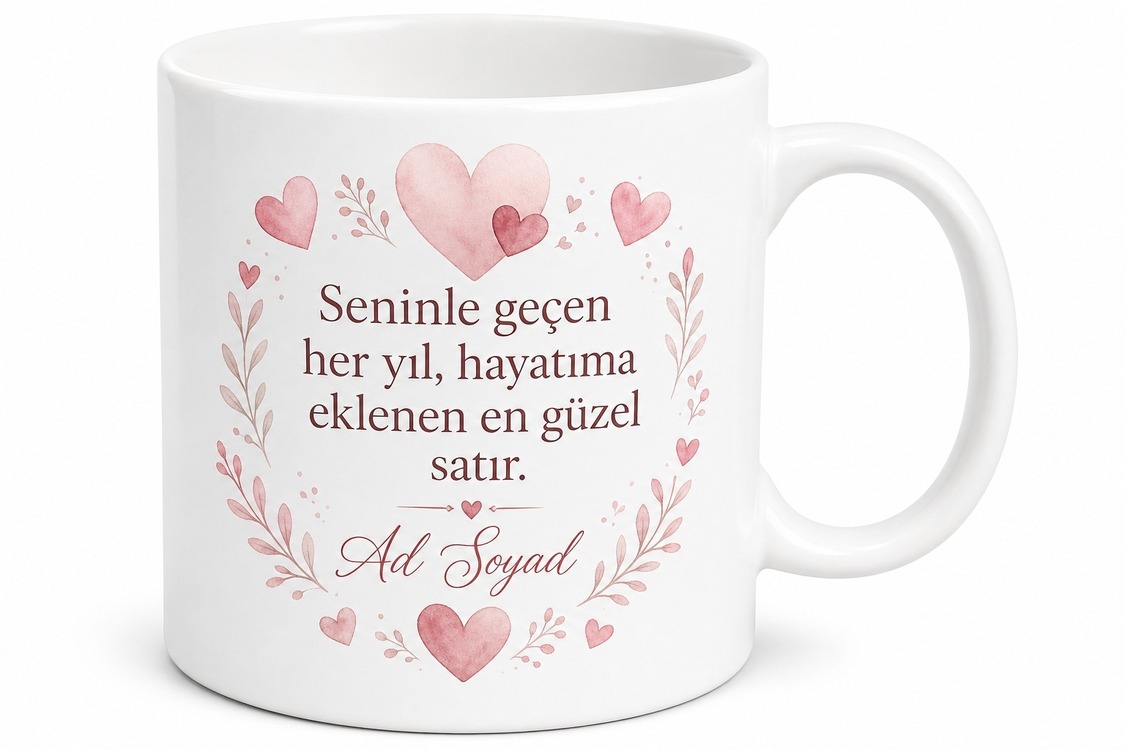 Yıldönümü Hediyesi Kişiye Özel Baskılı Kupa Bardak Özel Tasarım