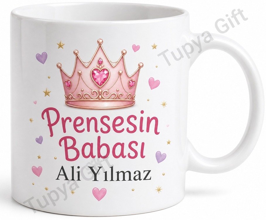 Prensesin Babası Yazılı Sevimli Kupa Bardak Babalar Günü Hediyesi