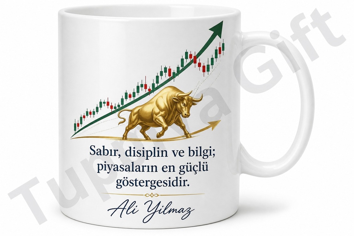Borsa Yatırımcısına Hediye Kişiye Özel Baskılı Kupa Bardak Borsa Hediyesi