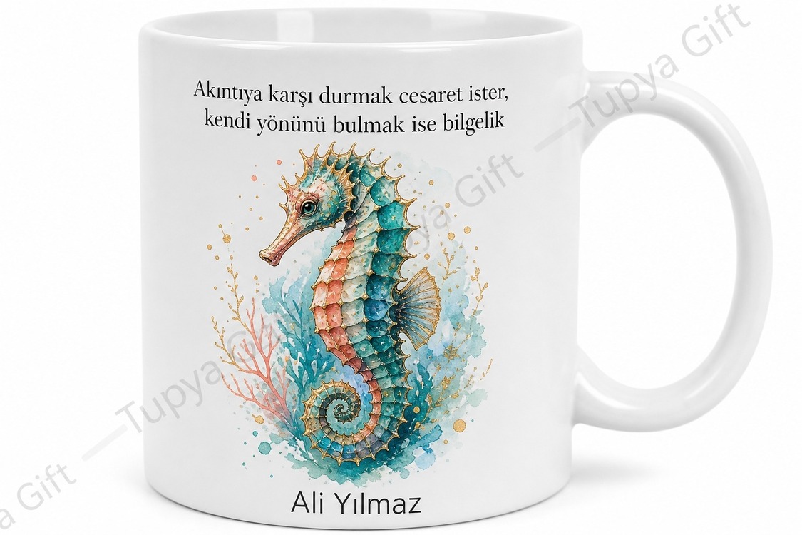 Denizatı Temalı Baskılı Kupa Bardak Özel Tasarım Hediye Porselen Mug