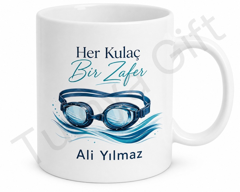 Yüzücüye Hediye Kişiye Özel Baskılı Kupa Bardak Yüzme Sporu Hediye