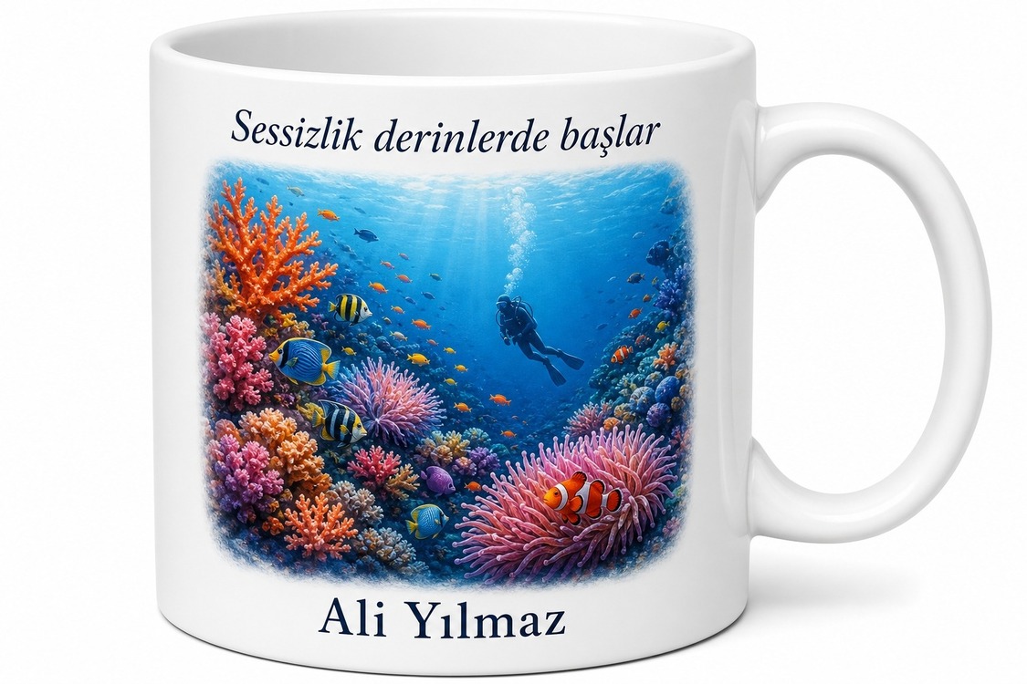 Dalgıca Hediye Sessiz Sualtı Derinliklere İnenlere Mercan Resifi Kupa Bardak