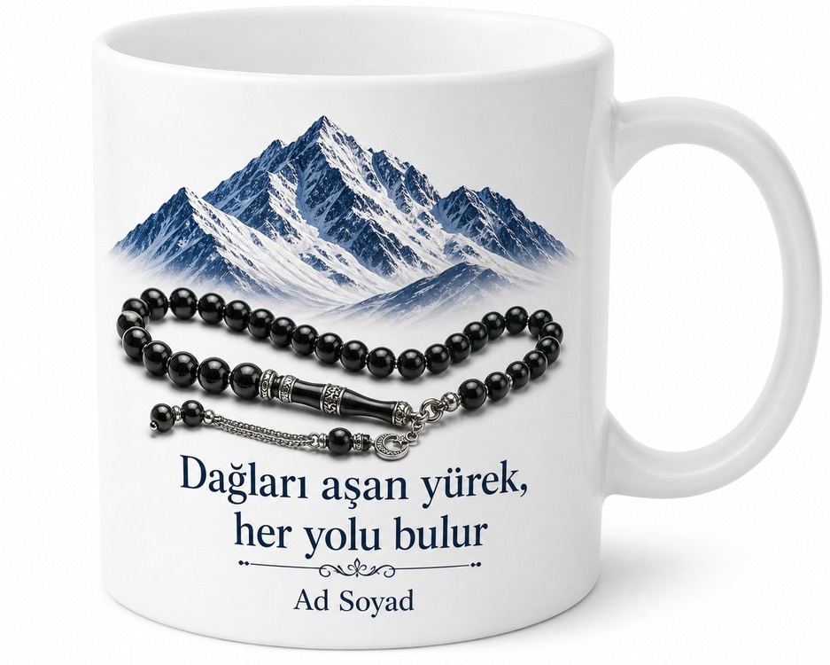 Oltu Taşı Tespihli Palandöken Dağı Erzurum Hatırası Kupa Bardak Hediye