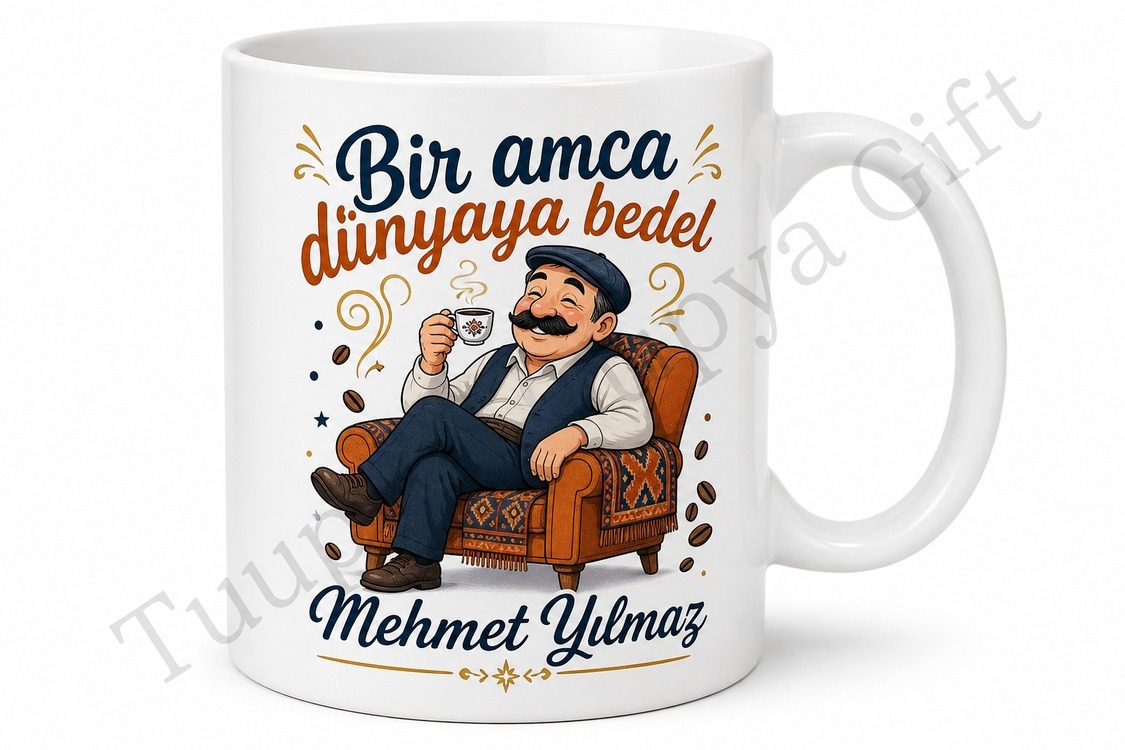 Amca İçin Kişiye Özel İsimli Baskılı Kupa Bardak Esprili Hediye