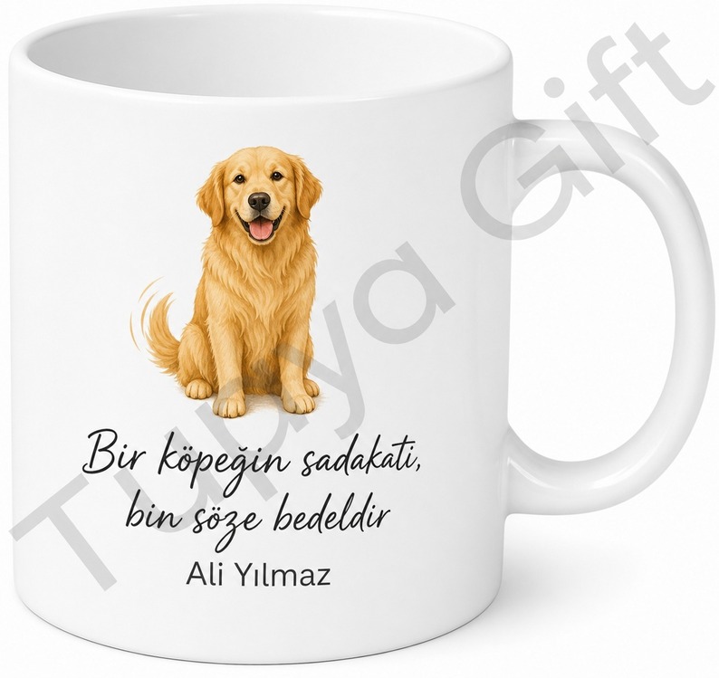 Köpekli Baskılı Kupa Bardak Köpek Severler İçin Hediye Porselen Mug