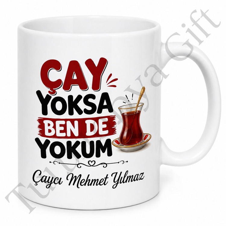Çaycıya Hediye Komik Yazılı Baskılı Kupa Bardak Özel Tasarım