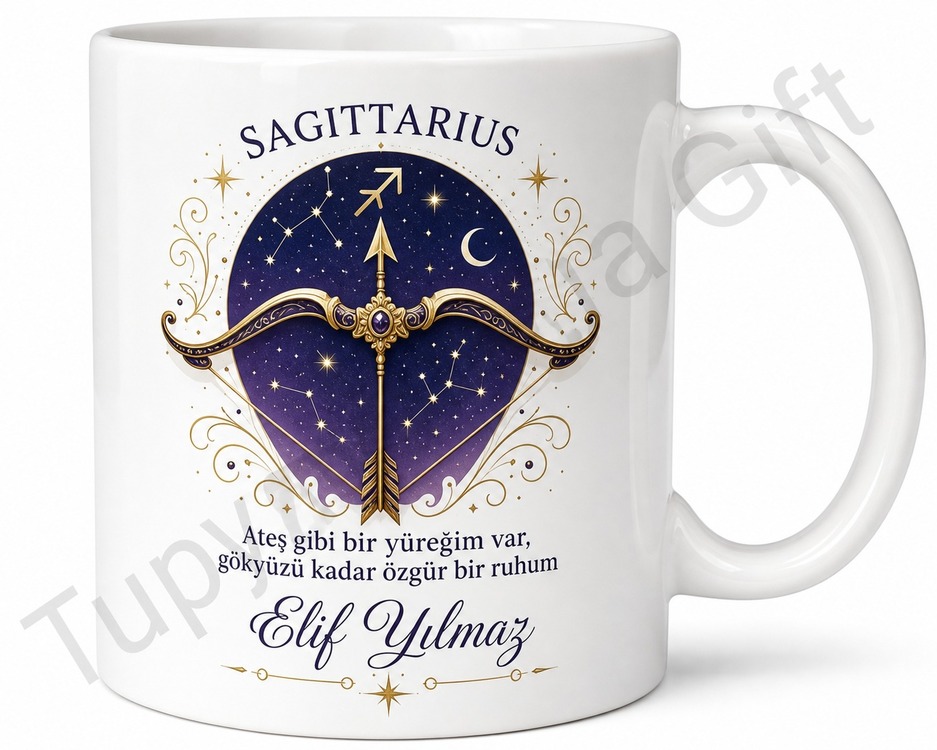 Yay Burcu Temalı Baskılı Kupa Bardak Astroloji Hediye Porselen Mug