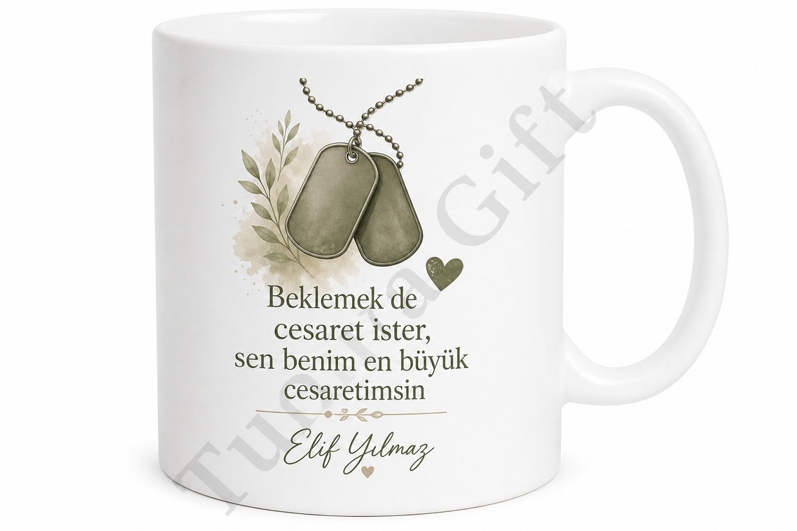 Asker Eşine Hediye Kişiye Özel Baskılı Kupa Bardak Asker Sevgiliye Hediye