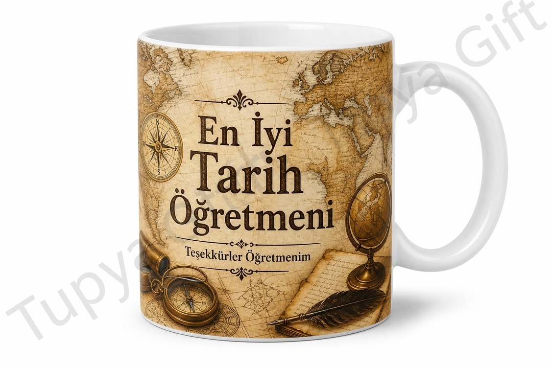 Tarih Öğretmenine Hediye Sublimation Baskılı Kupa Bardak Öğretmenler Günü