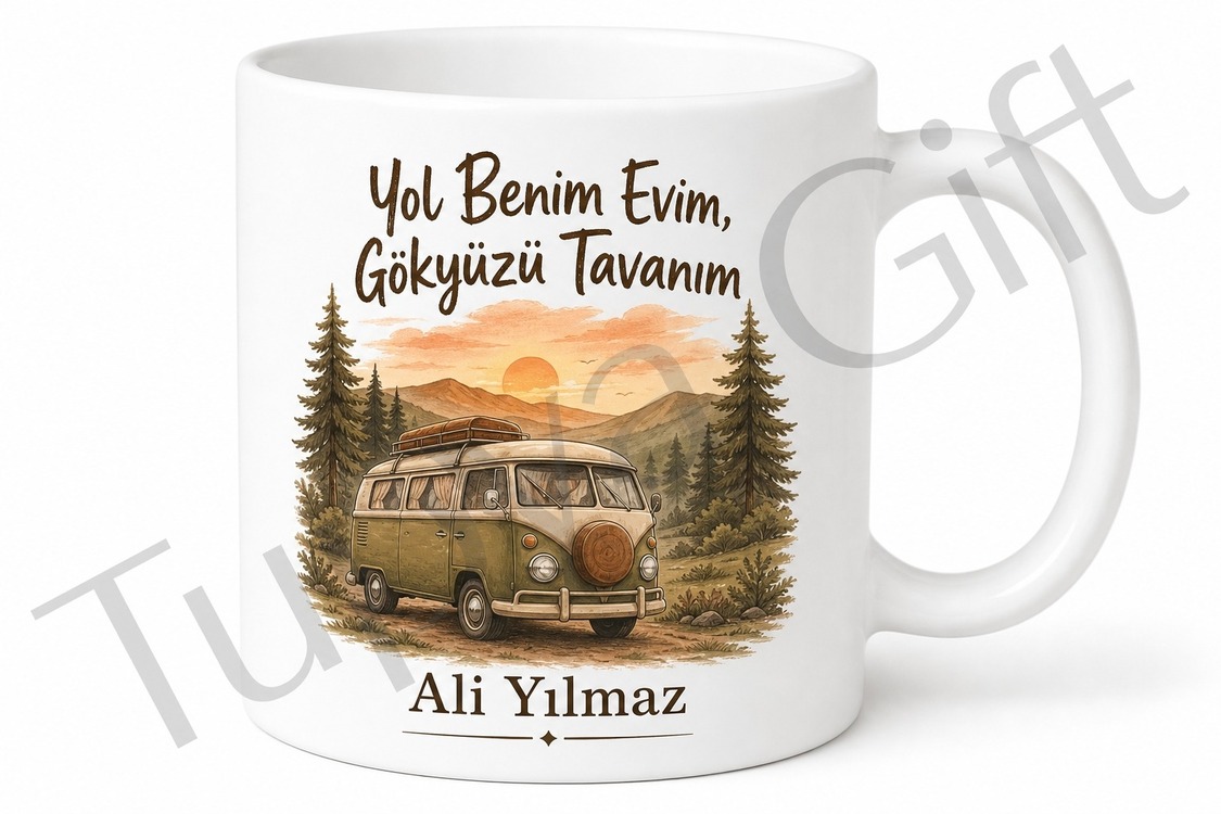 Karavan Sever İçin Kişiye Özel Baskılı Kupa Bardak Hediye