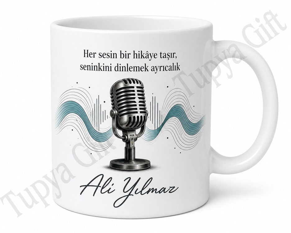 Podcaster Hediyesi Kişiye Özel Baskılı Kupa Bardak Podcast Severler İçin