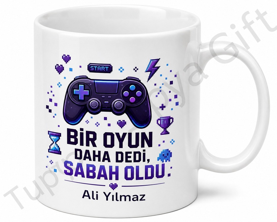 Oyuncu Temalı Baskılı Kupa Bardak Gamer Hediye Porselen Mug