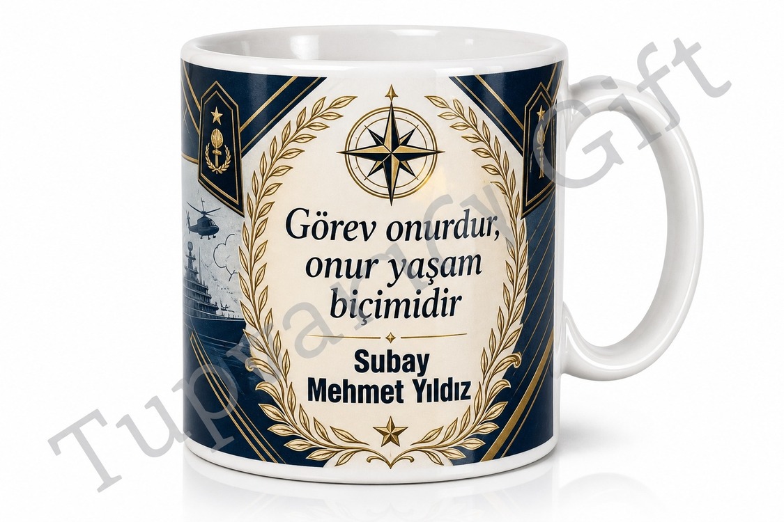 Subaya Hediye İsimli Özel Baskılı Kupa Bardak Subay Temalı Hediye