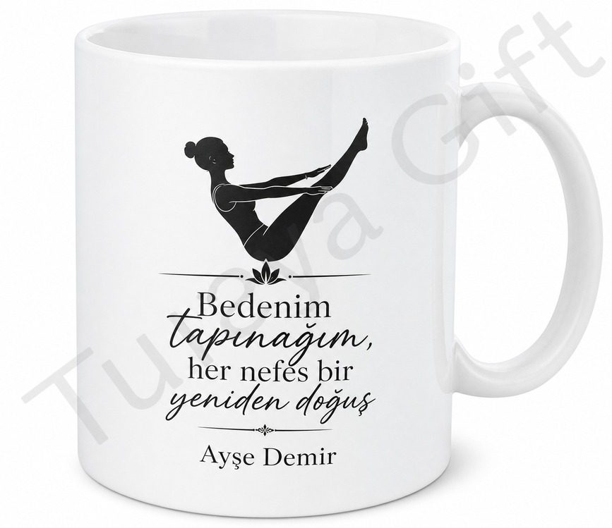 Pilates Temalı Baskılı Kupa Bardak Hediye Pilates Severlere Özel Tasarım