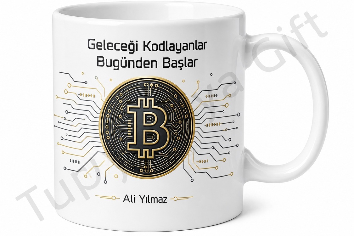 Kripto Sever İçin Özel Baskılı Kupa Bardak Hediye Bitcoin Kripto Para