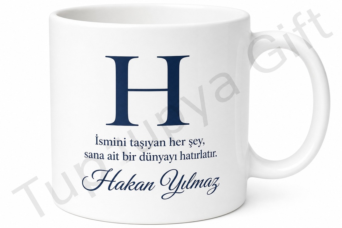 H Harfi Baskılı Kişiye Özel Kupa Bardak İsimli Harf Hediye