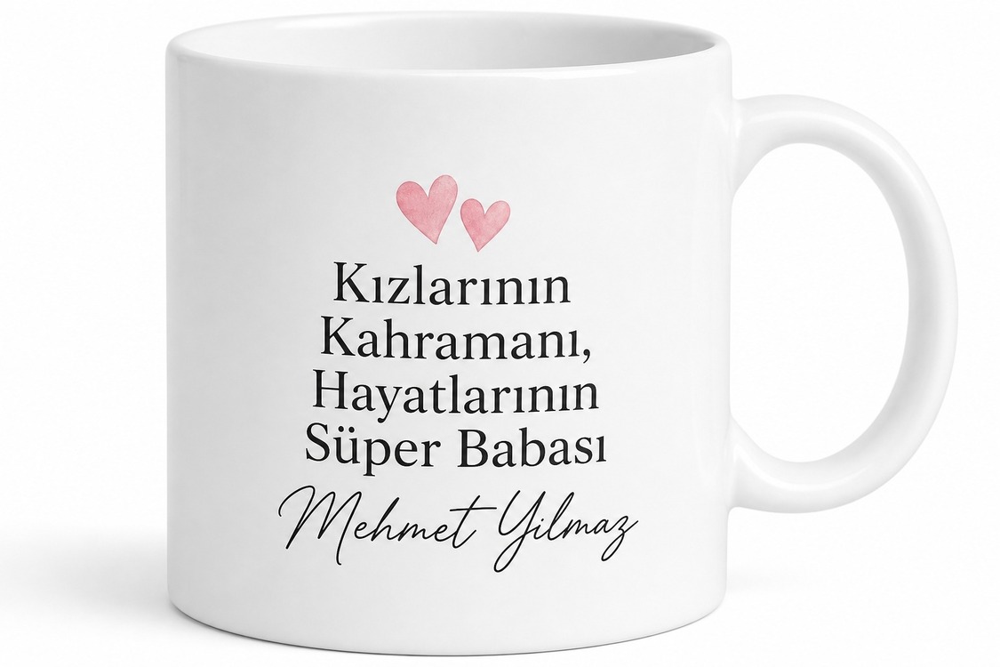 İki Kız Babası Yazılı Özel Kupa Bardak Babalar Günü Hediyesi