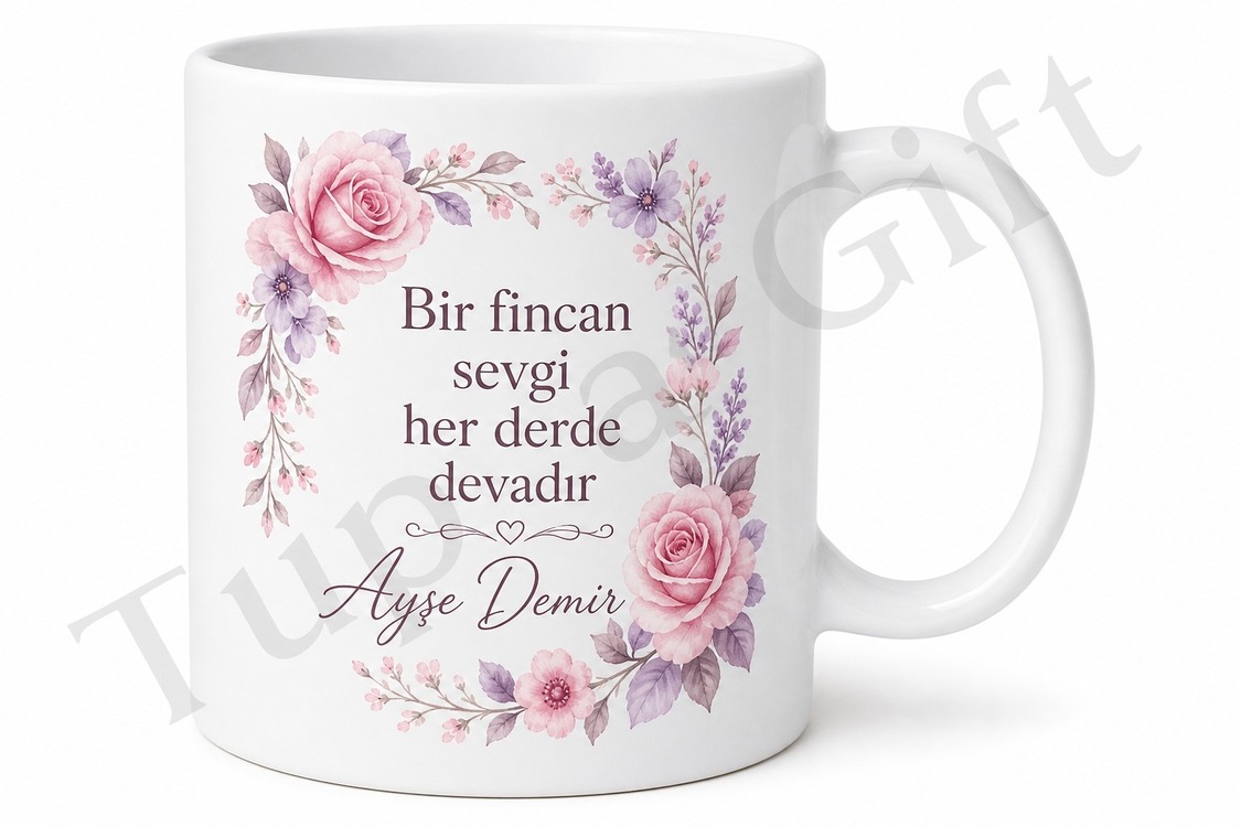 Teyze İçin Kişiye Özel İsimli Baskılı Kupa Bardak Doğum Günü Hediyesi