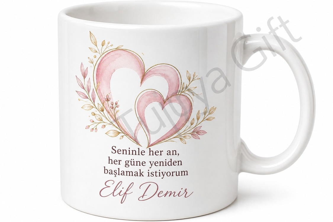 Nişanlı İçin Mesajlı Hediyelik Baskılı Kupa Bardak Özel Gün Hediyesi