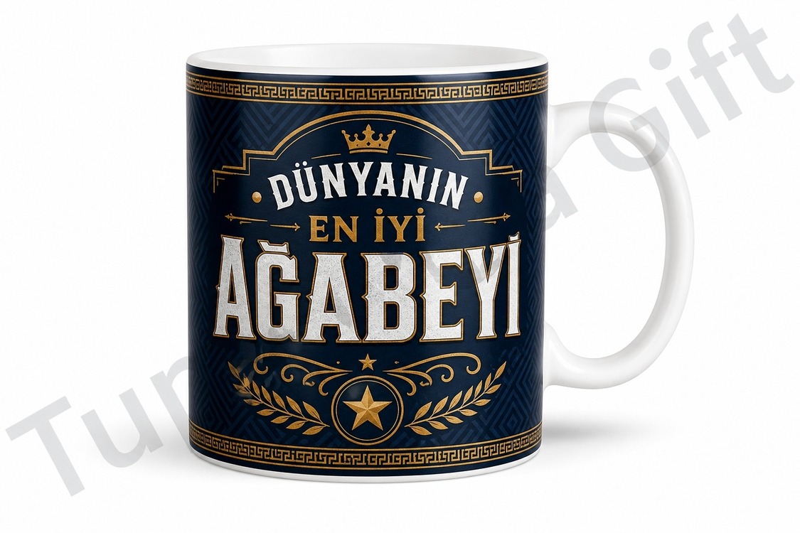 Ağabeye Hediye Kişiye Özel Baskılı Kupa Bardak - İsme Özel Abi Hediyesi
