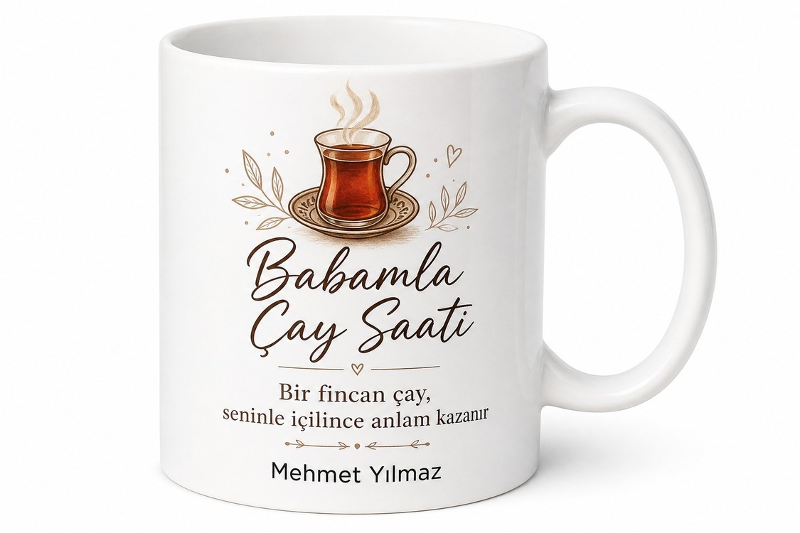 Babamla Çay Saati Yazılı Kupa Bardak Babalar Günü Özel Hediye