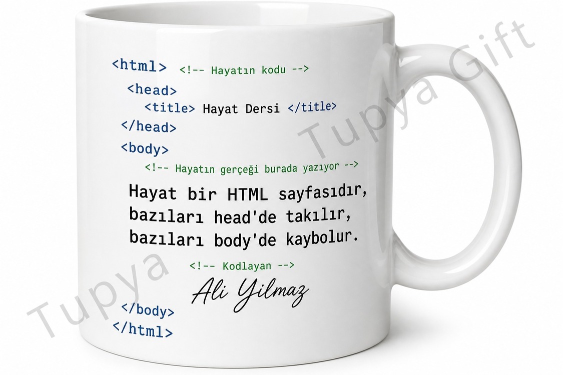 HTML Temalı Komik Baskılı Kupa Bardak Yazılımcı Hediye Programcı Kupa Mug