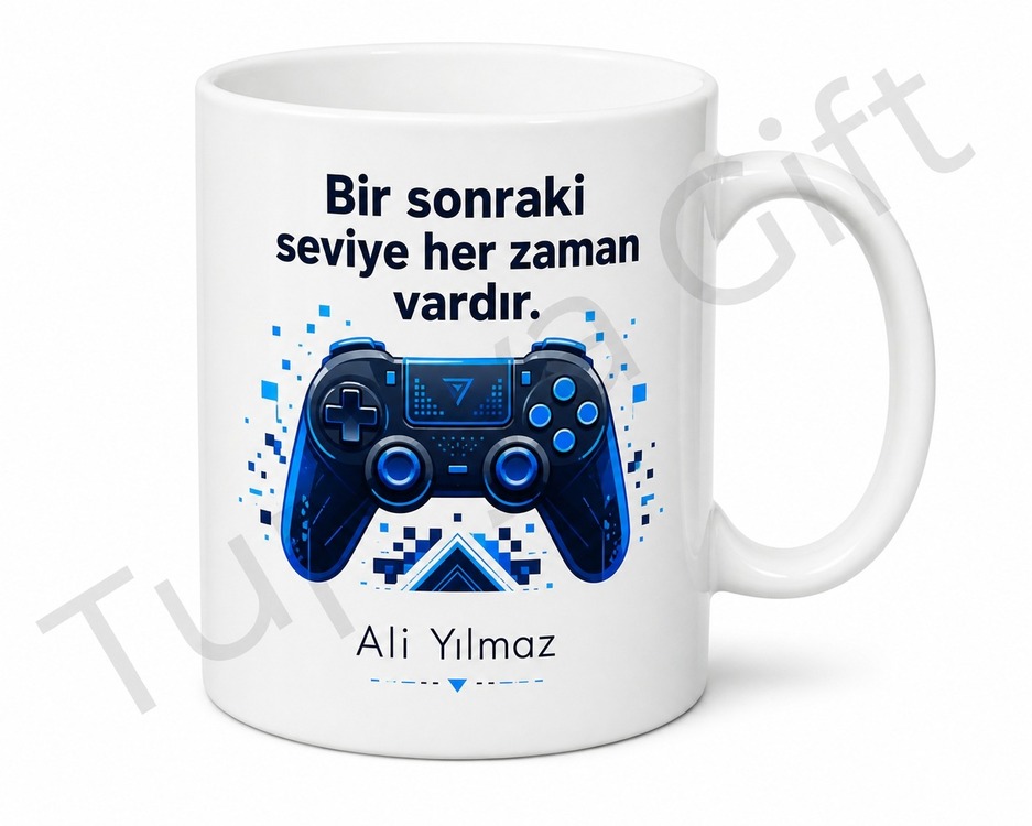 Konsol Oyuncusu Temalı Baskılı Kupa Bardak Hediye Gamer Özel Tasarım Mug