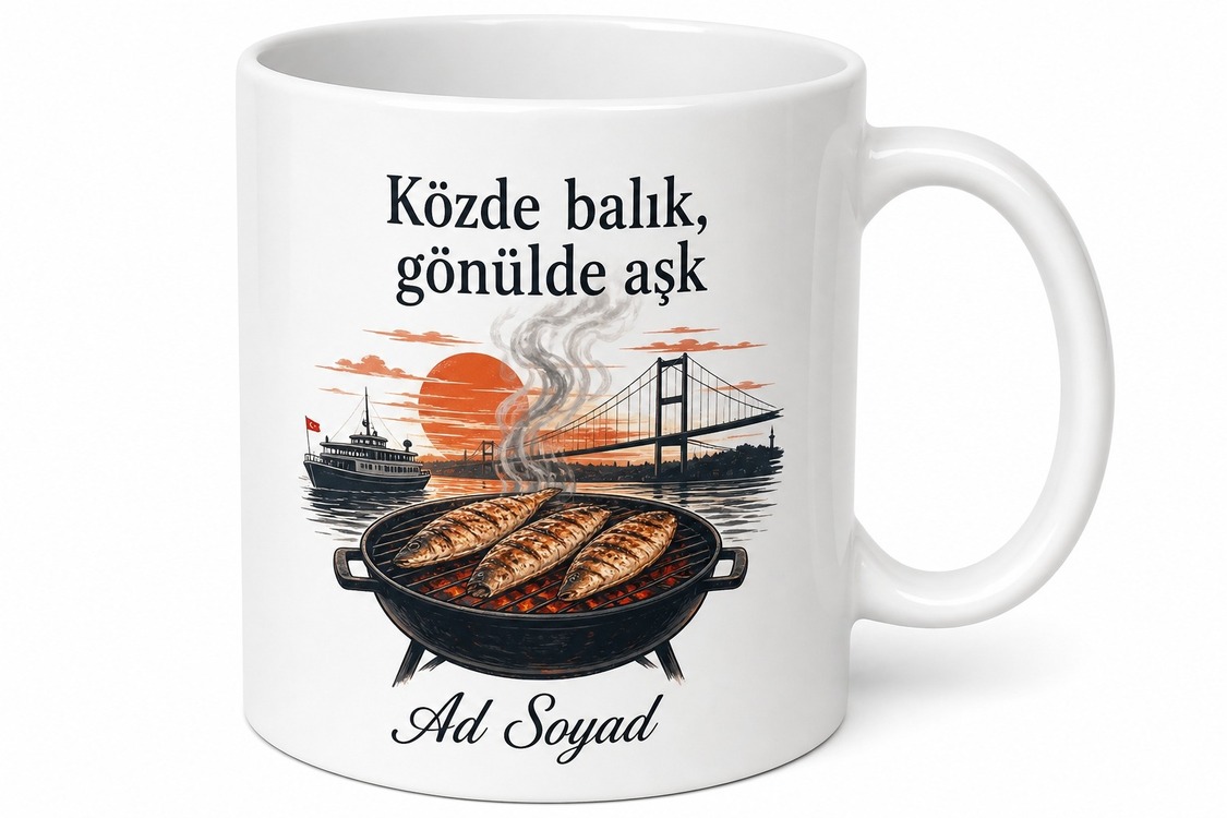 Balık Ekmekçiye Eminönü Ruhu Yaşatanlara Izgara Balık Kupa Bardak Hediye